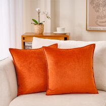 Orange velvet throw hot sale pillows